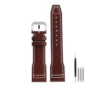 POYNMRE Correa de reloj de cuero de vaca italiano de alta calidad compatible con IWC big Pilot IW388103 IW378005/003/001 Mark 18 correa de reloj for hombre pulsera de 20 21 mm(D brown-silver pin,21mm)