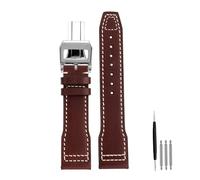 POYNMRE Correa de reloj de cuero de vaca italiano de alta calidad compatible con IWC big Pilot IW388103 IW378005/003/001 Mark 18 correa de reloj for hombre pulsera de 20 21 mm(Brown silver folding,21m