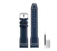 POYNMRE Correa de reloj de cuero de vaca italiano de alta calidad compatible con IWC big Pilot IW388103 IW378005/003/001 Mark 18 correa de reloj for hombre pulsera de 20 21 mm(Blue-silver pin,21mm)