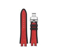 POYNMRE Correa de reloj de gamuza y silicona compatible con Roger Dubuis EXCALIBUR King Series 28 mm, pulsera azul y roja.(Red silver)