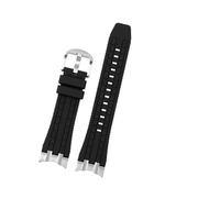 POYNMRE Correa de reloj de goma de 24 mm compatible con pulsera Citizen Sky Eagle JY8051-08E JY8051-59 JY8058 con conector de acero inoxidable curvo(Black-silver buckle,23mm)