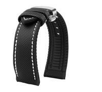 POYNMRE Correa de reloj de lona de caucho resistente al agua compatible con la serie Citizen Helmsman/Commander de nailon y silicona, correa for deportes al aire libre de 19, 20, 21 y 22 mm(Noir,22mm)