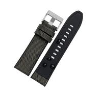 POYNMRE Correa de reloj de nailon de 24mm, 26mm y 28mm Compatible con Diesel DZ4500 DZ4506 DZ7420 DZ4318, correa inferior de silicona for hombre, pulsera negra y verde(Green-silver bucke,24mm)