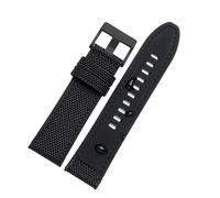 POYNMRE Correa de reloj de nailon de 24mm, 26mm y 28mm Compatible con Diesel DZ4500 DZ4506 DZ7420 DZ4318, correa inferior de silicona for hombre, pulsera negra y verde(Black-black bucke,24mm)