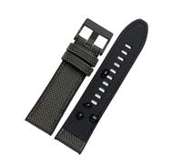 POYNMRE Correa de reloj de nailon de 24mm, 26mm y 28mm Compatible con Diesel DZ4500 DZ4506 DZ7420 DZ4318, correa inferior de silicona for hombre, pulsera negra y verde(Green-black bucke,24mm)