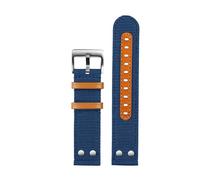 POYNMRE Correa de reloj de nailon y cuero compatible con la serie Sei-ko Hamilton Khaki Aviation Beyond Wind, correa de reloj de lona con remaches de 22 mm(Blue-silver A)