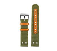 POYNMRE Correa de reloj de nailon y cuero compatible con la serie Sei-ko Hamilton Khaki Aviation Beyond Wind, correa de reloj de lona con remaches de 22 mm(Army green-silver A)