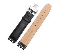 POYNMRE Correa de reloj de piel cóncava-convexa compatible con Swatch Swatch YIS415 414 Yrs Ycs17 19 mm for hombre y mujer, cierre de mariposa(Blue,19mm)