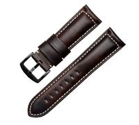 POYNMRE Correa de reloj de piel de becerro retro hecha a mano de 20 mm, 22 mm, 24 mm y 26 mm compatible con Pa-nerai PAM441 Mi-do Citizen Correa de reloj de cuero for hombres y mujeres(Dark brown-blac