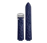 POYNMRE Correa de reloj de piel de cocodrilo compatible con Car-tier Blue Balloon WSBB0025W69012Z4 Correa de reloj elevada 14x8 mm 18x11 mm 20x12 mm(Royal blue-silver,22mm-14mm)