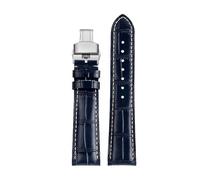 POYNMRE Correa de reloj de piel de vaca compatible con Citizen AT2140 Series AT2140-55L/E CA0615, correa de reloj Omega Fossil Longines de 20, 21 y 22 mm, color negro y azul(8863 blue-silver B,21mm-wi