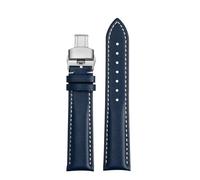 POYNMRE Correa de reloj de piel de vaca compatible con Citizen AT2140 Series AT2140-55L/E CA0615, correa de reloj Omega Fossil Longines de 20, 21 y 22 mm, color negro y azul(8851 blue-silver B,21mm-wi