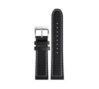 POYNMRE Correa de reloj de piel de vaca compatible con pulsera Citizen CA0690 CA0695-17E CA4500 Correa de reloj de caucho y acero for hombre de 20 mm y 22 mm(Black-silver A,20mm)