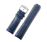 POYNMRE Correa de reloj de piel de vaca de 22 mm y 23 mm compatible con el reloj for hombre CITIZEN Blue Angel Generation AT8020-54L AT8020-03L Series(Blue yellow-silver,22mm)
