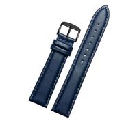 POYNMRE Correa de reloj de piel de vaca for hombre y mujer, pulsera Compatible con Citizen Mido Casio Armani Longines, correa Universal 14/16/18mm 19/20/mm(Blue-black,16mm)