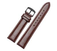 POYNMRE Correa de reloj de piel de vaca for hombre y mujer, pulsera Compatible con Citizen Mido Casio Armani Longines, correa Universal 14/16/18mm 19/20/mm(Brown-black,19mm)