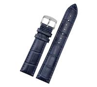 POYNMRE Correa de reloj de piel de vaca for hombre y mujer, pulsera Compatible con Citizen Mido Casio Armani Longines, correa Universal 14/16/18mm 19/20/mm(A blue-silver,19mm)