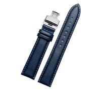 POYNMRE Correa de reloj de piel de vaca for hombre y mujer, pulsera Compatible con Citizen Mido Casio Armani Longines, correa Universal 14/16/18mm 19/20/mm(A-blue-silver,20mm)