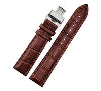 POYNMRE Correa de reloj de piel de vaca for hombre y mujer, pulsera Compatible con Citizen Mido Casio Armani Longines, correa Universal 14/16/18mm 19/20/mm(A-a brown-silver,16mm)
