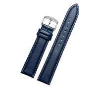 POYNMRE Correa de reloj de piel de vaca for hombre y mujer, pulsera Compatible con Citizen Mido Casio Armani Longines, correa Universal 14/16/18mm 19/20/mm(Blue-silver,16mm)