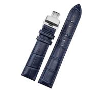 POYNMRE Correa de reloj de piel de vaca for hombre y mujer, pulsera Compatible con Citizen Mido Casio Armani Longines, correa Universal 14/16/18mm 19/20/mm(A-a blue-silver,18mm)