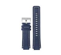 POYNMRE Correa de reloj deportiva de lona de 24 x 16 mm con base de cuero compatible con TIMEX T2N720 T2N721 TW2R55500 TW2T76500, pulsera con correa de reloj marrón y verde militar(Blue white-silver)