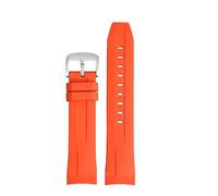 POYNMRE Correa de reloj gel sílice 21 mm y 22, negra, azul naranja, compatible con Tissot 1853 Sea Star T120417/T120407. deportiva caucho resistente al agua(Orange-Silve,21mm)