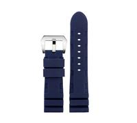 POYNMRE Correa de reloj gel sílice 22 mm, 24 y 26, color negro, naranja, rojo verde, compatible con Panerai PAM441, correa goma for hombre mujer(Blue-silver,26mm)