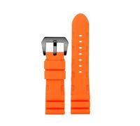 POYNMRE Correa de reloj gel sílice 22 mm, 24 y 26, color negro, naranja, rojo verde, compatible con Panerai PAM441, correa goma for hombre mujer(Orange-black,26mm)