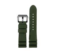 POYNMRE Correa de reloj gel sílice 22 mm, 24 y 26, color negro, naranja, rojo verde, compatible con Panerai PAM441, correa goma for hombre mujer(Green-black,24mm)