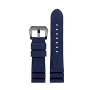 POYNMRE Correa de reloj gel sílice 22 mm, 24 y 26, color negro, naranja, rojo verde, compatible con Panerai PAM441, correa goma for hombre mujer(Blue-black,26mm)
