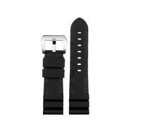 POYNMRE Correa de reloj gel sílice 22 mm, 24 y 26, color negro, naranja, rojo verde, compatible con Panerai PAM441, correa goma for hombre mujer(Black-silver,22mm)