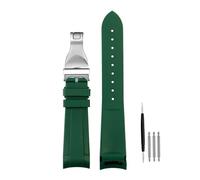POYNMRE Correa de reloj goma con extremo curvo 22 mm compatible el timón Tudor Biwan, correa bronce flor pequeña cobre y roja, resistente al agua(Green-silver B)