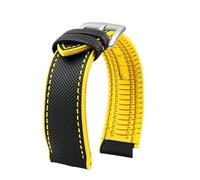 POYNMRE Correa de reloj impermeable de 20 mm, 21 mm, 22 mm, compatible con Tag Heuer Carrera Omega Seahorse IWC Fossil Canvas, nailon, caucho fluorado(Black Yellow silverA,20mm)