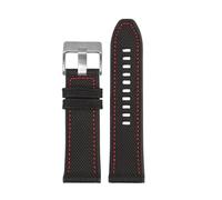 POYNMRE Correa de reloj lona y silicona 24 mm, 26 28 compatible con Panerai PAM111 SEVENFRIDAY P1 P2 M1 DIESEL DZ4500, correa nailon gel sílice(Black red-silver,26mm)