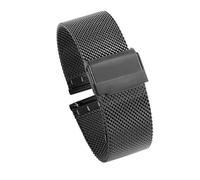 POYNMRE Correa de reloj malla milanesa acero inoxidable, repuesto brazalete 12 mm, 14, 16, 18, 20 y 24, con cierre rápido 0,6(Noir,18mm)