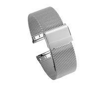 POYNMRE Correa de reloj malla milanesa acero inoxidable, repuesto brazalete 12 mm, 14, 16, 18, 20 y 24, con cierre rápido 0,6(Silver,18mm)