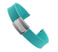 POYNMRE Correa de reloj Mosaic CTS 20 mm, 21 y 22 con cierre resorte liberación rápida, compatible correas caucho FKM for Rolex Daytona Cartier(Cyan,20X16MM_SILVER BUCKLE)