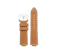 POYNMRE Correa de reloj piel caballo loco retro esmerilada compatible con Casio EFB-680 ECB-10/10YD GST-B200/B400, correa vaca 12/14/16 mm boca convexa(Khaki-silver,24mm convex 16mm)