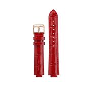 POYNMRE Correa de reloj piel cocodrilo auténtica 20 mm compatible con CARTIER BALLON BLEU DE, correa superficie brillante, cadena(Red-rosegold-A,20-12mm)