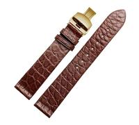 POYNMRE Correa de reloj piel cocodrilo for hombre y mujer, 16 mm, 18 20, compatible con LONGINES PATEK PHILIPPE, correa ultrafina suave(1Brown-gold,18mm)