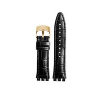 POYNMRE Correa de reloj Piel De Becerro con cierre de acero de 21mm Compatible con Swatch IRONY YOS440 449 448 401G 420, correa de reloj for mujer, pulsera for hombre(Black-rosegold)