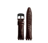 POYNMRE Correa de reloj Piel De Becerro con cierre de acero de 21mm Compatible con Swatch IRONY YOS440 449 448 401G 420, correa de reloj for mujer, pulsera for hombre(Brown-black)