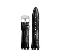 POYNMRE Correa de reloj Piel De Becerro con cierre de acero de 21mm Compatible con Swatch IRONY YOS440 449 448 401G 420, correa de reloj for mujer, pulsera for hombre(Black-silver)