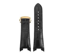 POYNMRE Correa de reloj piel vaca 26 mm compatible con Rado Emperor Star R15762175 D-Star, correa cuero genuino for hombre, accesorios hebilla plegable(BLACK GRAY)