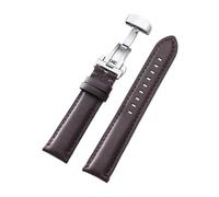 POYNMRE Correa de reloj piel vaca auténtica con hebilla mariposa, correas vintage 20 mm, 22 y 24 for hombres mujeres, pulsera cuero suave, accesorio for cinturón(Dark Brown,20mm)