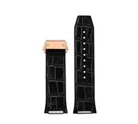 POYNMRE Correa de reloj piel vaca con base goma compatible la correa F-80 for hombre, pulsera deportiva muesca especial F80 26 mm y hebilla plegable(Black-rose gold)