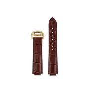 POYNMRE Correa de reloj piel vaca convexa 20 mm ancho y 12 compatible con CARTIER BALLON BLEU DE, correa azul, negra marrón(Brown-gold,16wide8mm convex)