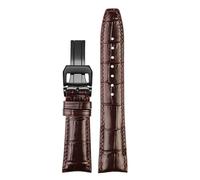 POYNMRE Correa de reloj piel vaca italiana 20 mm y 22 con cierre hebilla plegable aguja, compatible la serie IWC PORTUGIESER(Brown black buckle)
