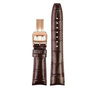 POYNMRE Correa de reloj piel vaca italiana 20 mm y 22 con cierre hebilla plegable aguja, compatible la serie IWC PORTUGIESER(Brown rose gold)